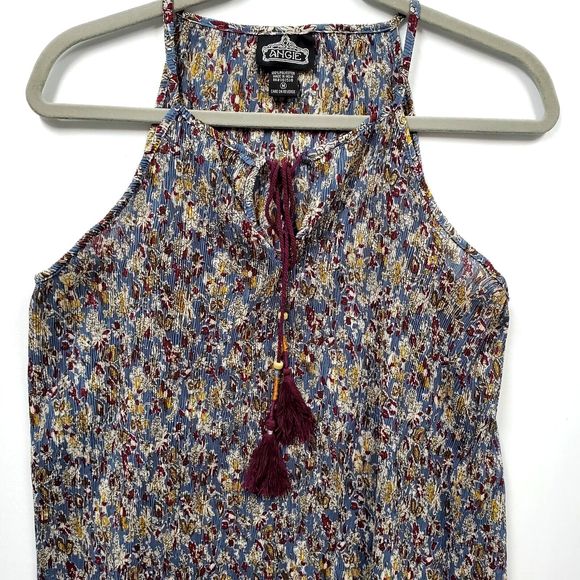 Angie Blouse‎ Top Blue Floral Beaded Womens M - Picture 3 of 11